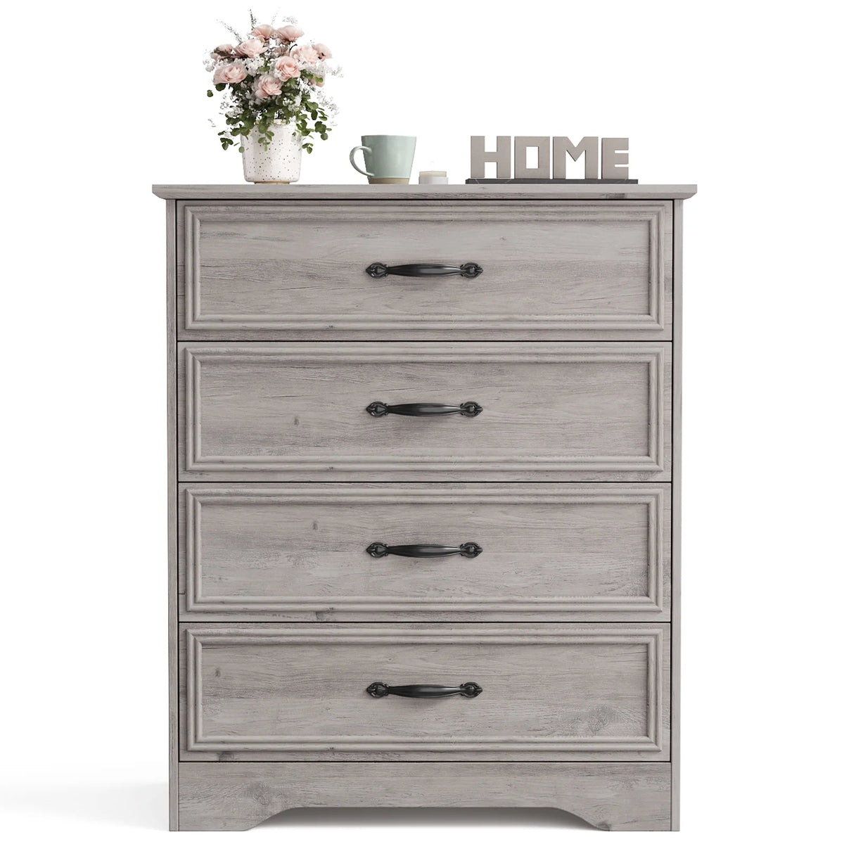 Duerer Modern Drawer Dresser for Bedroom, Living Room, Hallway, Dresser Chest with 4 Drawers, Black