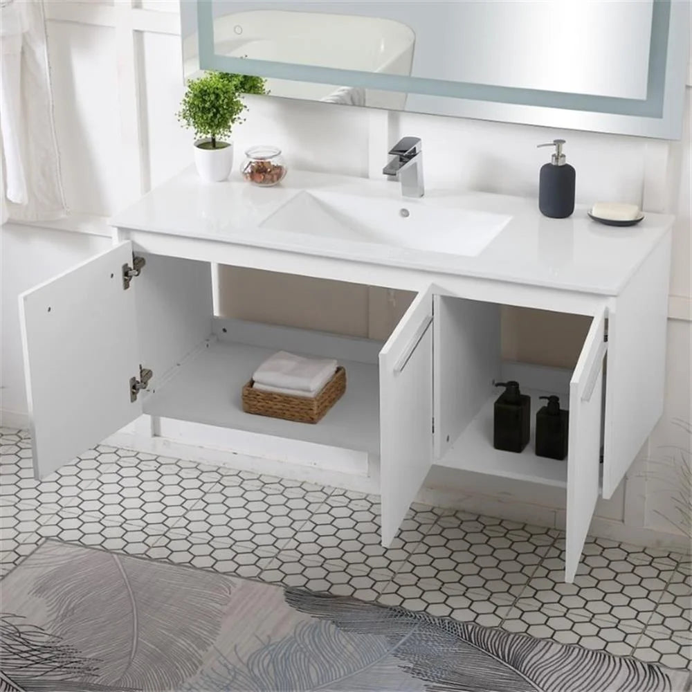 Elegant Kitchen and Bath 48 Inch Single Bathroom Floating Vanity In Concrete Grey
