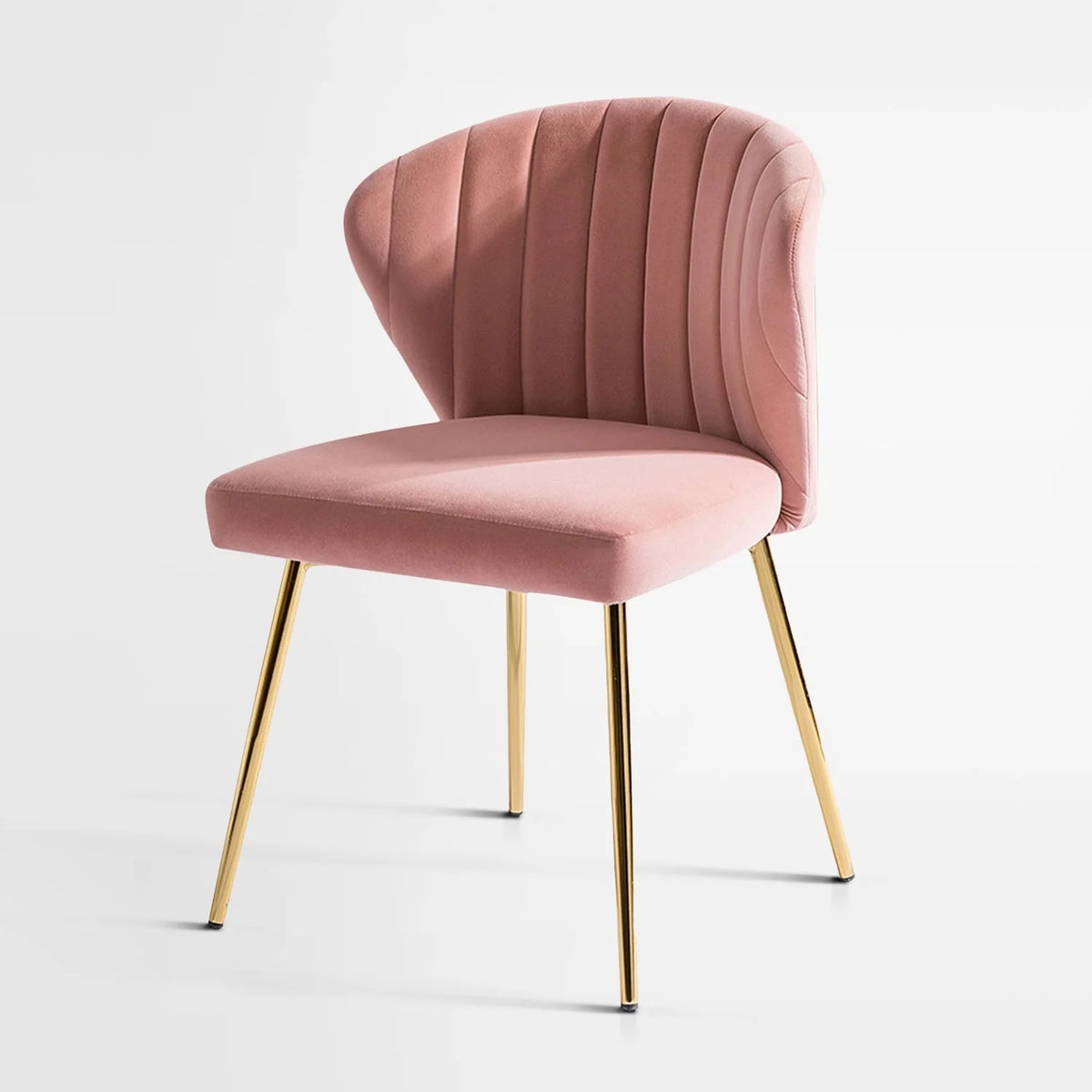 14 Karat Home Modern Wingback Accent Chair Dining Chairs with Gold Metal Legs Pink