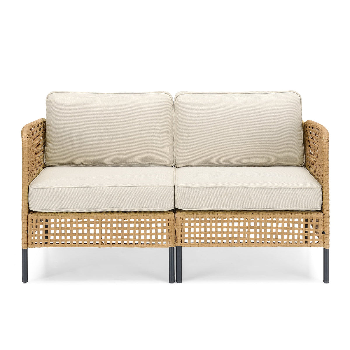 Swpormundo 6 Piece Wicker Patio Furniture Set,Outdoor Conversation Sectional Sofa w/Coffee Table,All-Weather Outdoor Sofa with Thick Cushions for Deck,Poolside,Garden,Beige