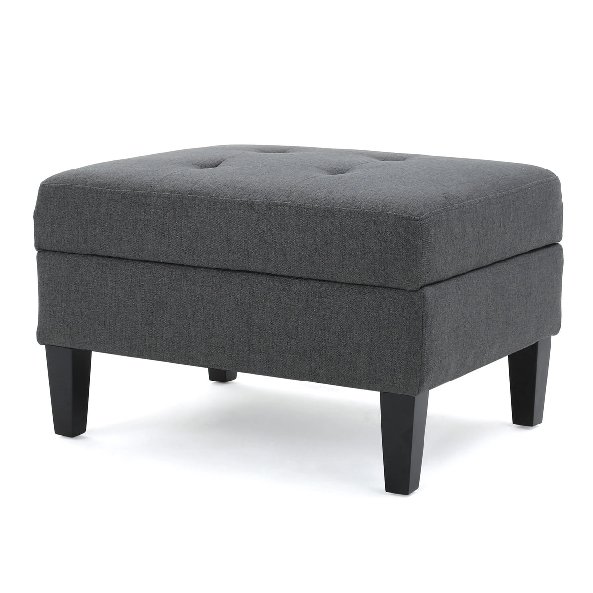 Noble House Sahara Fabric Storage Ottoman, Dark Grey