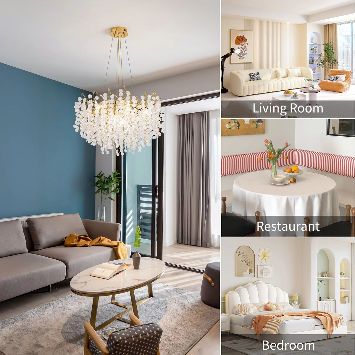 Modern Tree Branch Chandelier,Round Luxury Chandeliers for Dining Room,High Ceiling Chandelier Light Fixture Hanging Pendant Light Fixtures