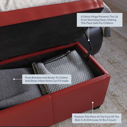 BELLEZE Storage Ottoman Bench Footstool - Amherst (Beige)