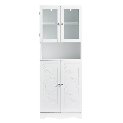 Bellemave White Tall Storage Cabinet with Adjustable Shelf Bathroom Cabinet with 1 Drawer and Storage Rack Large Freestanding Wood Cabinet Storage Organizer Floor Cabinet, White