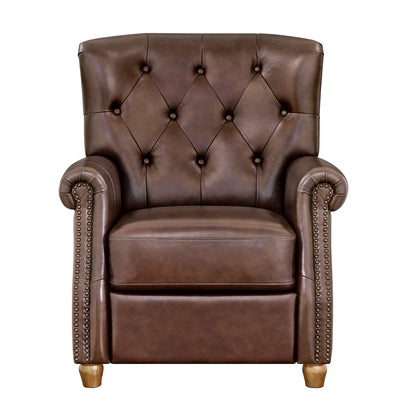 Pioneer Woman Harper Pushback Leather Recliner, Whiskey & Faux Cowhide Upholstery