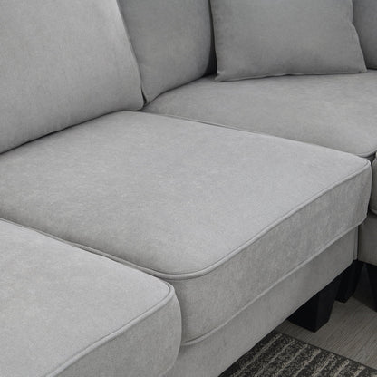 Harper & Bright Designs Modular Sectional Sofa with Ottoman Couch L Shape Corner Sofa Sets 7 Seats Fabric Couch for Living Room, Black, 112 * 87 inch