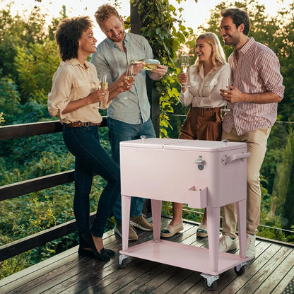 HEYWU 80 Quart Ice Chest Water Cooler with Bottle Opener, Milk White