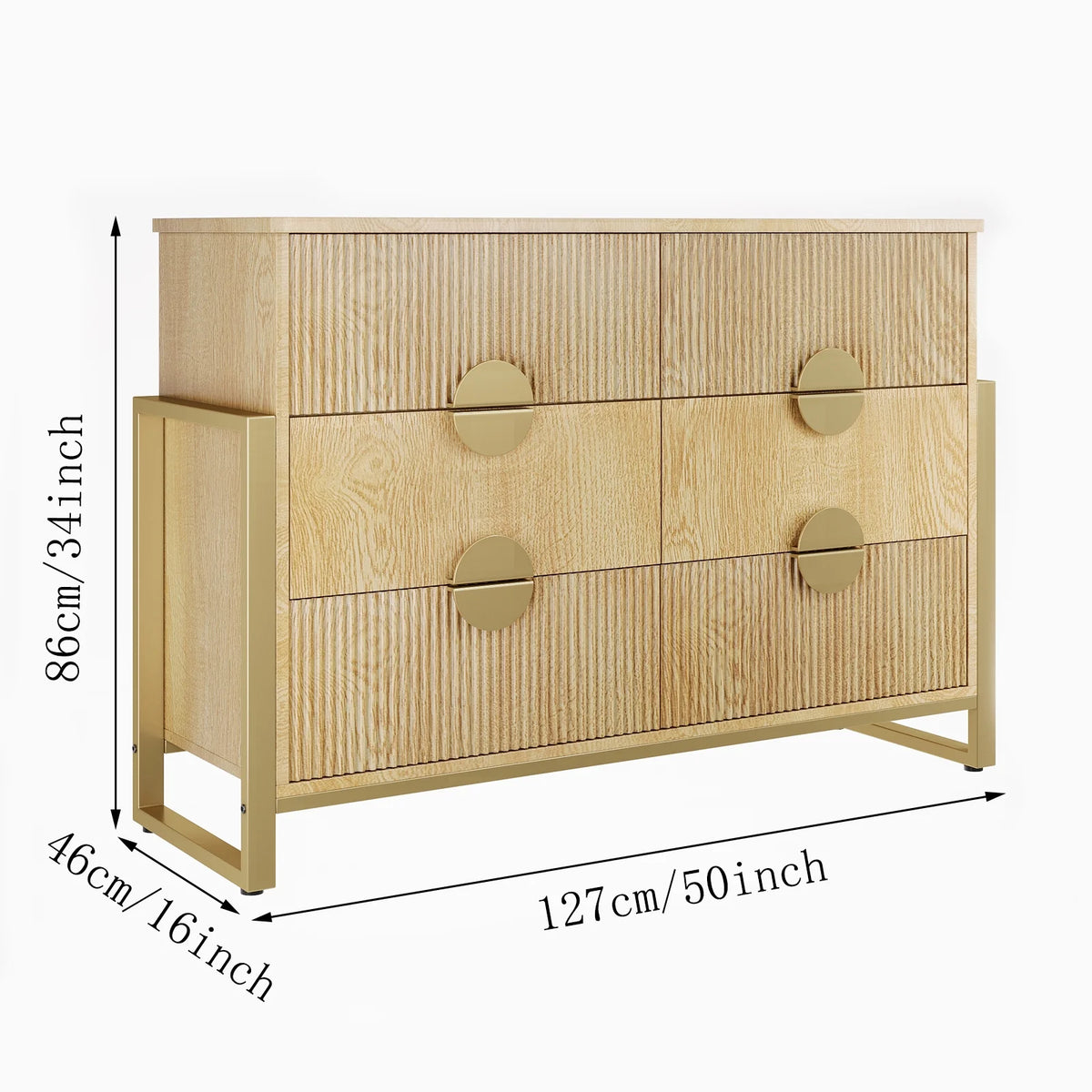 LGHM 3 Piece Bedroom Dresser and Nightstand Set, Fluted Wide Chest of Drawers, Bed Side Table End Table with LED Lights for Living Room, Black