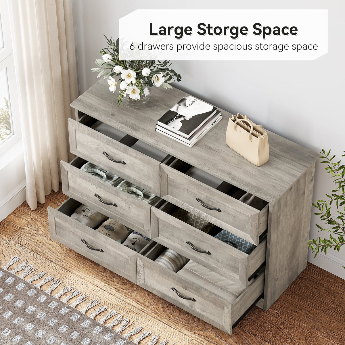 Luku Modern 5 Drawers Dresser, Chest of Drawers Closet Organizers and Storage Clothes, White