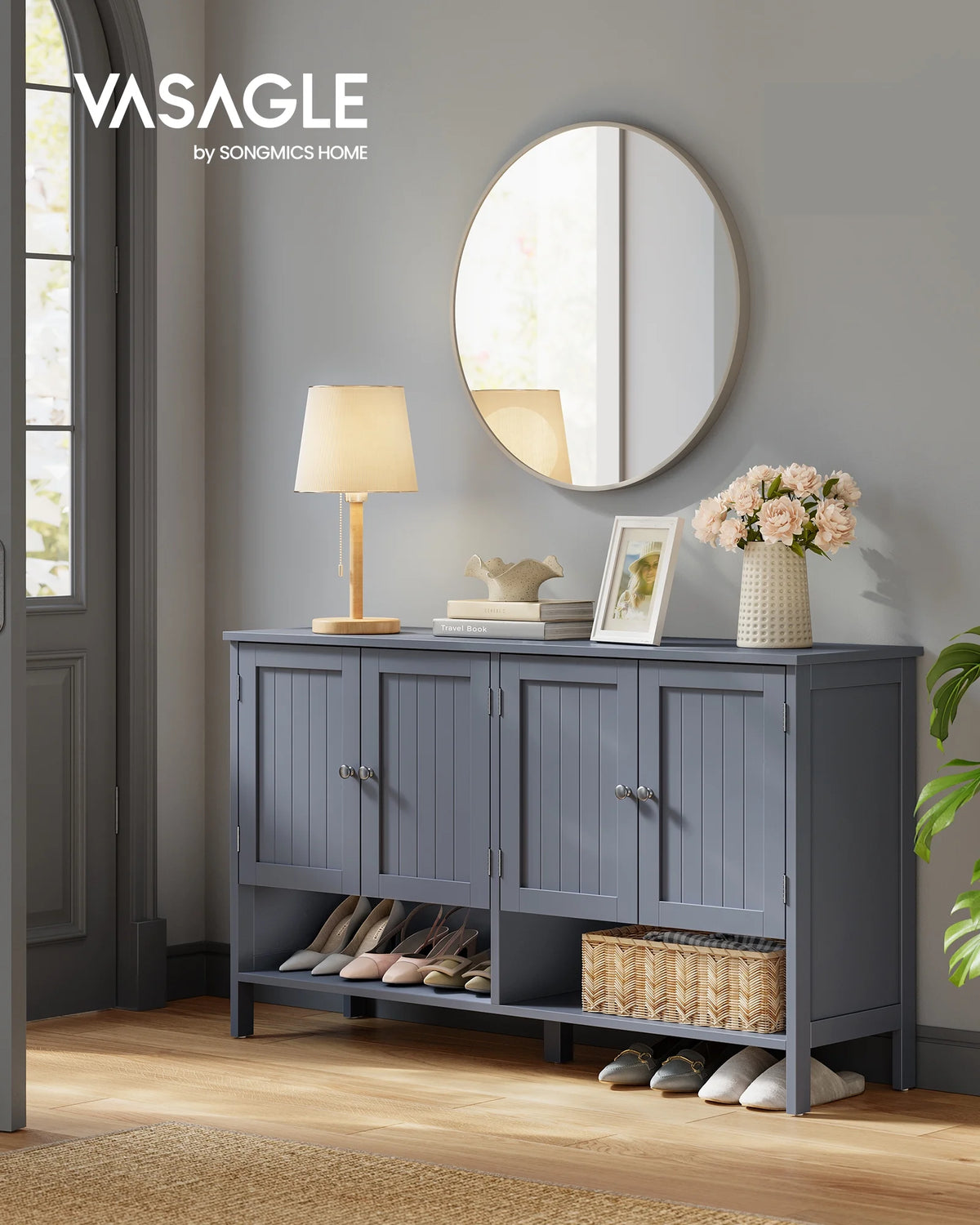 Shoe Cabinet, 3-Tier Shoe Storage Organizer, shoe shelf, Modern Country Cabinet,Freestanding Cabinet with Height-Adjustable Shelf, 13.8 x 47.2 x 27.6 Inches, Entryway, CloudWhite
