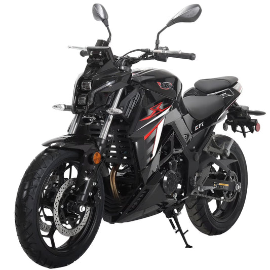 X-Pro Python 250 Electronic Fuel Injection Gas Motorcycle with Manual Transmission, Electric Start! 17" Wheels! Assembled In Crate!