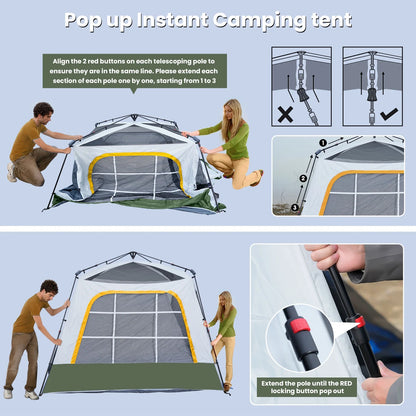 MOPHOTO SUV Tents for Camping 4 People, PU 3000mm Waterproof SUV Tent Attachment Tailgate Tent for Car Jeep Van, Spacious Space 8.2'L x 8.2'W x 7.2'H with 2 Awnings & Double Door