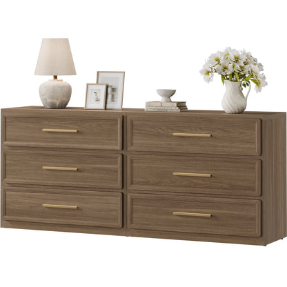 SICOTAS 31.3" W 3-Drawer Nightstand Set of 2 with Oversized Large Storage , Modern Night Stands Bedside Table with Adjustable Feet & Gold Handles for Bedroom Living Room Entryway, Light Oak