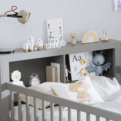 Euroco Wood Twin Size Platform Bed with Storage Headboard and Drawers, Low Profile Bed with Guardrails for Kids and Toddlers, White