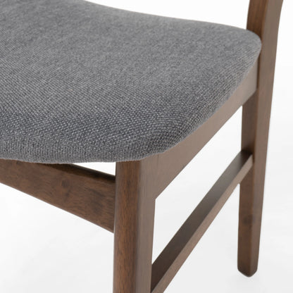 GDFSTUDIO Mid Century Modern Fabric Upholstered Rubberwood Dining Chairs, Set of 2, Dark Gray and Walnut