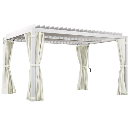 Outsunny 10'x13' Aluminum Pergola with Adjustable Louvered Roof, Gray