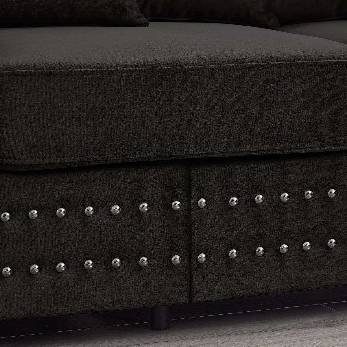 Modern Velvet Sofa Set 2+3 Seater Sofa Loveseat Couch with Silver Nail Trim, Square Armrests and Hidden Storage, Luxury Living Room Couch with Pocket Spring Cushions