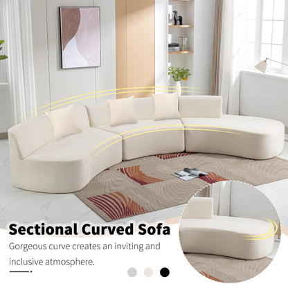 Harper & Bright Designs Modern Curved Floor Sofa Set, Modular Sectional Sponge Couch for Living Room, 2 PC Free Combination No Assembly Foam-Filled Sofa, Beige