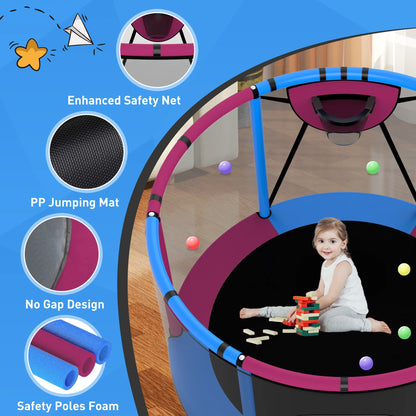 CITYLE Trampoline for Kids 600LBS 60'' 5FT Toddler Trampoline Indoor Outdoor with Basketball Hoop, Swing, Adjustable Bar, Mini Small Trampoline with Enclosure, Gifts for Toddlers, Boys & Girls