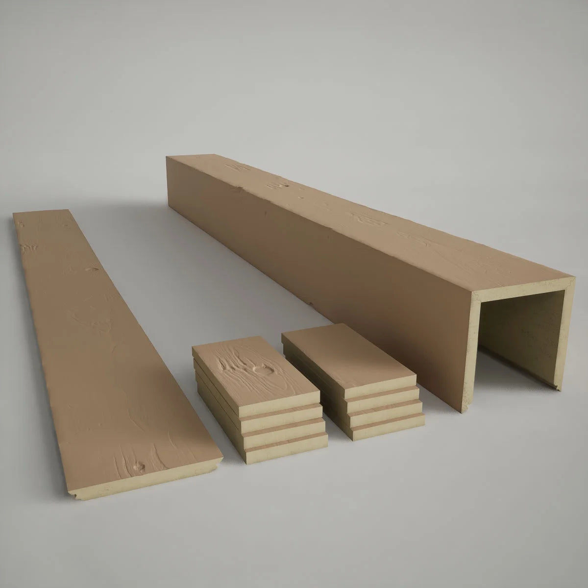 Ekena Millwork 18"W x 5'H Hand Hewn Endurathane Faux Wood Non-Tapered Square Column Wrap with Standard Capital & Base