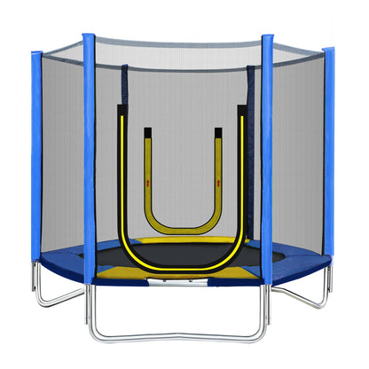7FT Trampoline for Kids,Outdoor Recreational Trampoline with Safety Enclosure Net,Blue