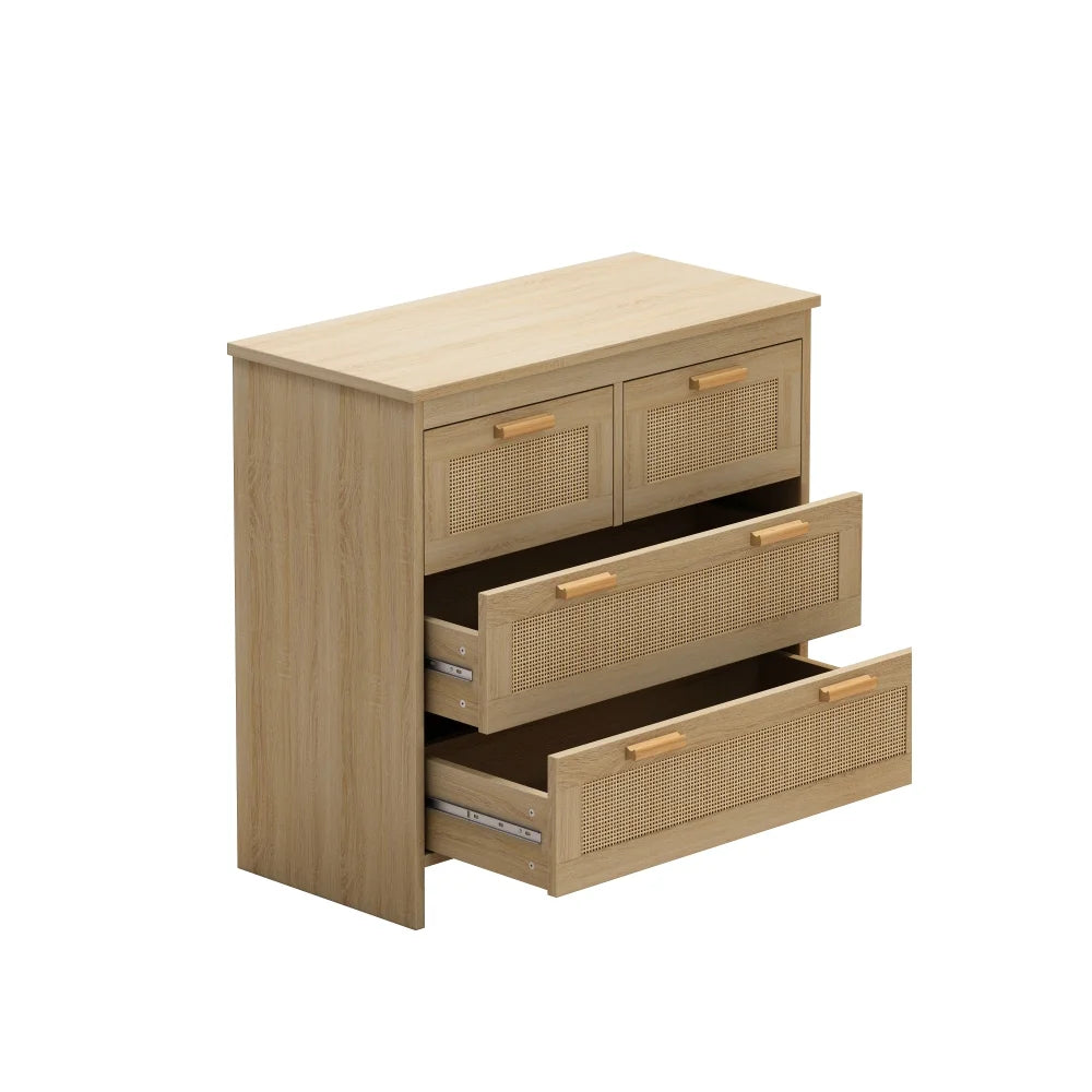 Tcbosik 4-Drawers Dresser, 31.5" Storage Chest of Drawers for Bedroom, Easy to Assemble, Natural