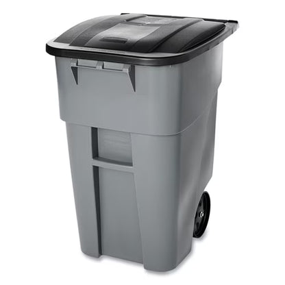 Rubbermaid Commercial Brute Rollout Container Square Plastic 50gal Gray 9W27GY
