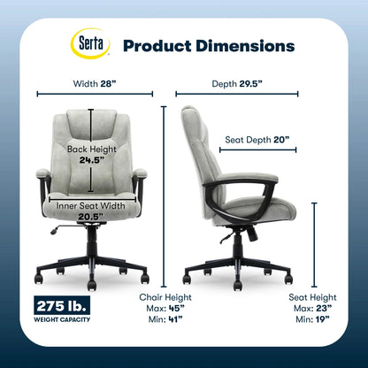 Serta Comfort Eco Office Ergonomic Computer Chair Lumber Support Black