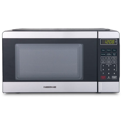 Farberware Countertop Microwave Ov 1100 Watts, 2.2 cu ft - Smart Sensor With LED Lighting and Child Lock - Perfect for Apartments and Dorms - Easy Clean Black Interior, Stainless Steel