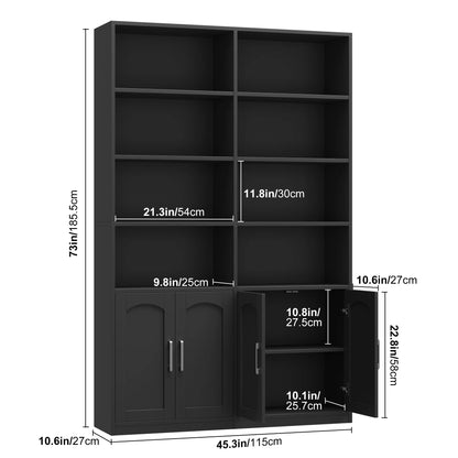Homfa 73�� Tall Bookcases with Doors, 8 Cubes 6-Tier Double Row Bookshelf, White Bookcase for Living Room Home Office