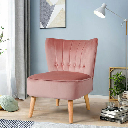 Gymax 2PCS Accent Chair Armless Leisure Chair Single Sofa w/ Wood Legs Pink