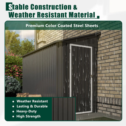6' x 4' Outdoor Storage Shed, Metal Garden Shed with Lockable Doors, Tools Storage Shed for Backyard, Patio, White