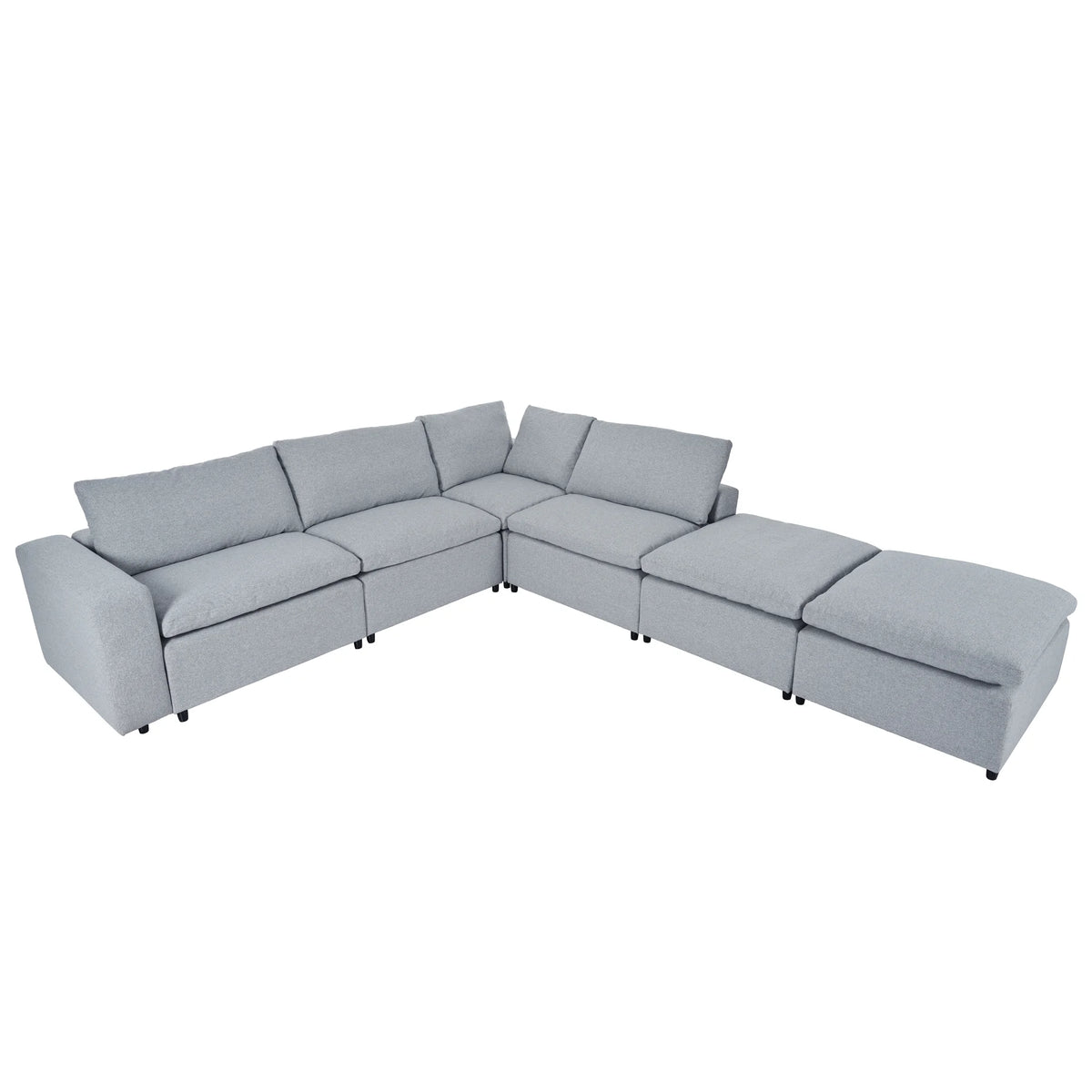 Harper & Bright Designs Convertible Modular Sectional Sofa with 2 Removable Ottomans & Pillows, Large U Shape Cloud Couch with Reversible Chaise for Living Room, Grey