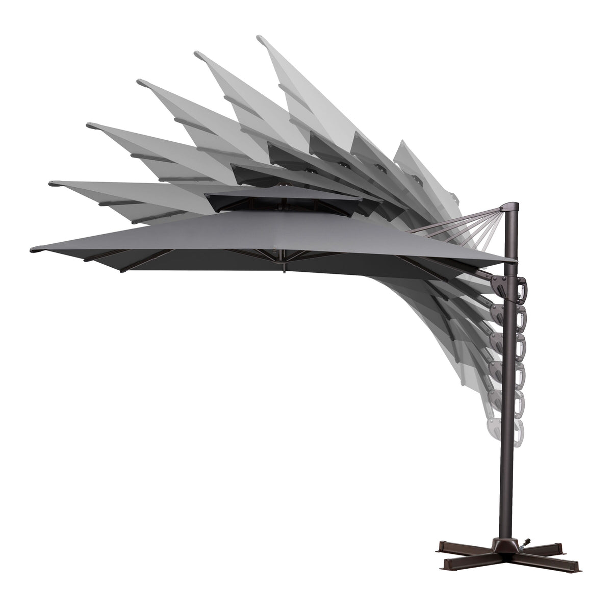 Pellebant Outdoor 9x11FT Patio Umbrella Cantilever Offset with No Base, Dual Top Navy Blue