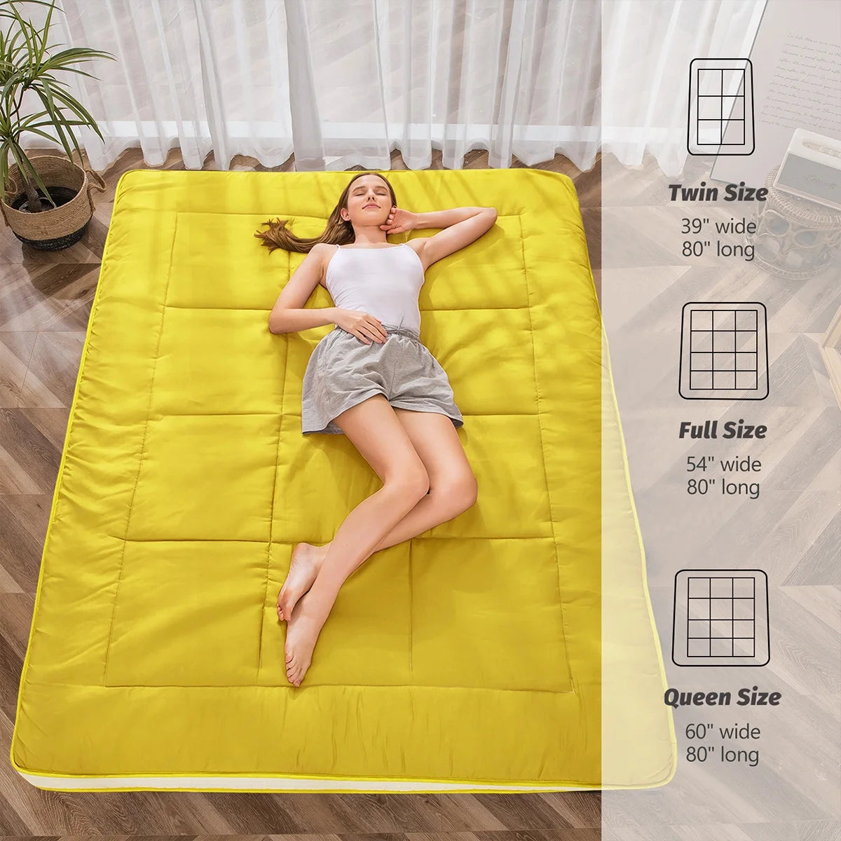 Futon Mattress, Padded Japanese Floor Mattress Quilted Bed Mattress Topper, Extra Thick Folding Sleeping Pad, Dark Grey, Twin