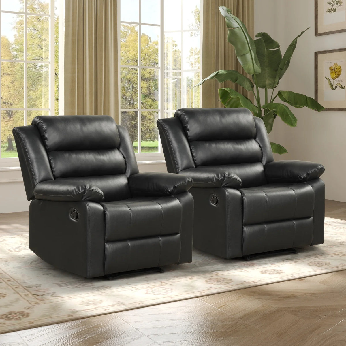 Bonzy Home Recliner Chairs for Living Room Overstuffed Breathable Fabric Reclining Chair Manual Sofa Brown