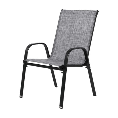 4 Piece Patio Chairs, Outdoor Camping Chairs with Breathable Textilene Fabric, Set of 2 Garden Chairs with Armrest High Backrest for Garden Patio Pool Beach Yard Space Saving ( Brown)