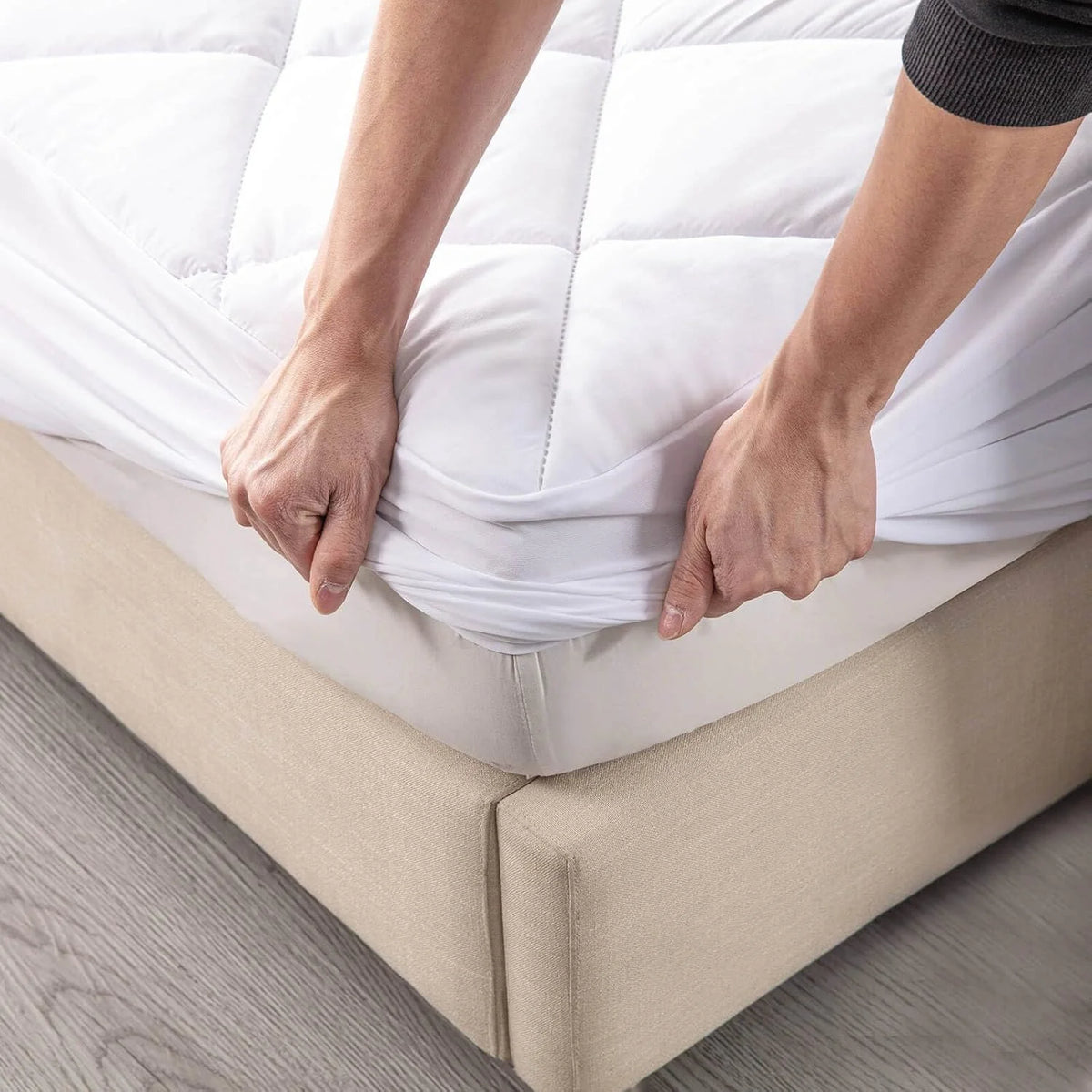 Split King Mattress Topper for Adjustable Bed Fluffy Matress Cover Quilted Fitted Mattress Pad with Elastic Pocket