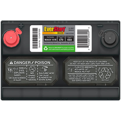 EverStart Maxx Lead Acid Automotive Battery, Group Size 151R 12 Volt, 370 CCA