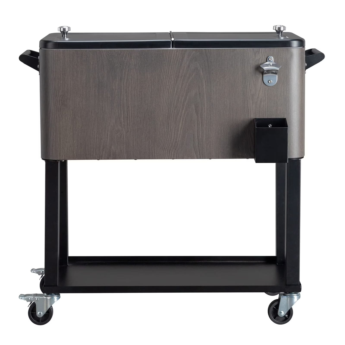 BNSPLY 80 Quart Outdoor Cooler Cart Rolling Ice Chest Cooler Cart, Portable Patio Cooler with Bottle Opener, Handles and Drainage, Standing Cooler for Patio Party, Camping and BBQ, Mint Green