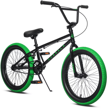 cubsala 20 in Freestyle BMX Kids Bike for Age 6-14 Years Old Boys Girls , Black & Green