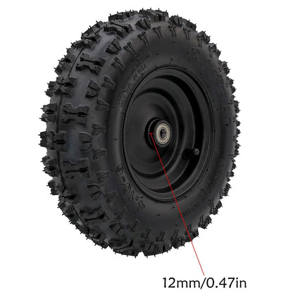 4pcs Front 4.10-6 Tires and Wheels Rims and 12mm Bearings 6" Go Kart Wheel 4.10x6 Tubeless Tire for ATV Quad Mini Bike Scooter Lawn Tractor Mower 4 Wheelers Drift Trike Snow Blower Wheelbarrow