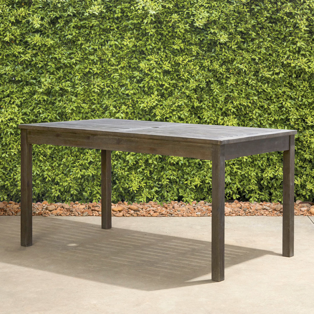 Outdoor Tables Caladesi Grey-washed Rectangular Farmhouse Wood Patio Dining Table for 6 Seaters,Patio Tables