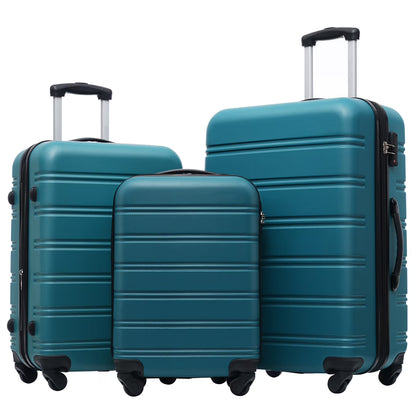 3 Piece ABS Luggage Set, Luggage with Spinner Wheel & TSA  20/24/28 inch, Purple