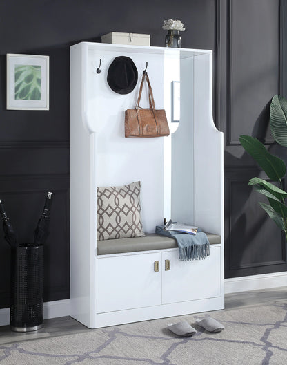 AC01030 - Hall Tree, White High Gloss Finish - Buck II