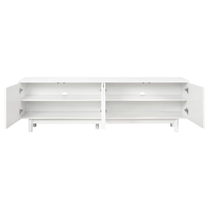 71" Graceful TV Stand with Arch Cabinets�?�?Minimalist Media Console for 78" TVs, White Entertainment Center with Solid Wood Legs & Adjustable Shelves