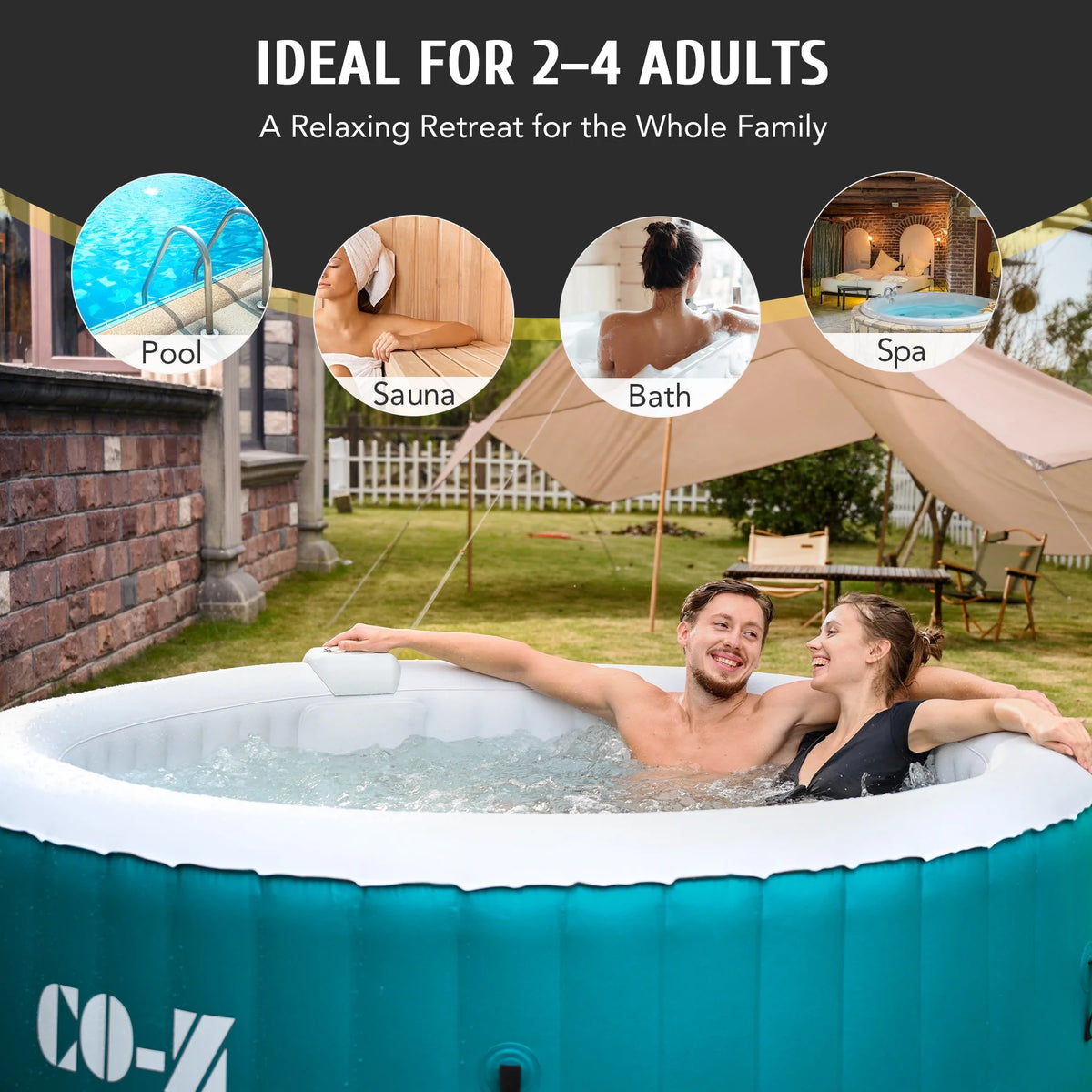 CO-Z 6ft Inflatable Hot Tub Pool with Massage Jets, Green