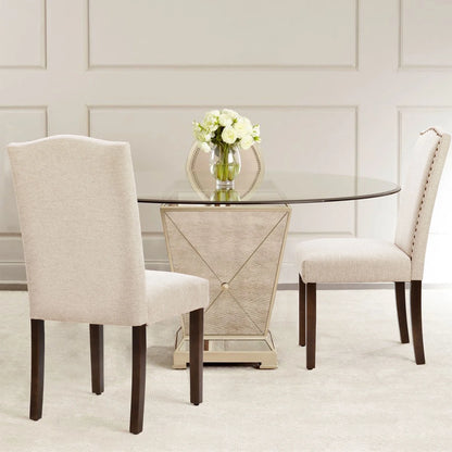 EDX Dining Chairs Set of 2, Parsons Chairs with Nailhead Trim and Wood Legs
