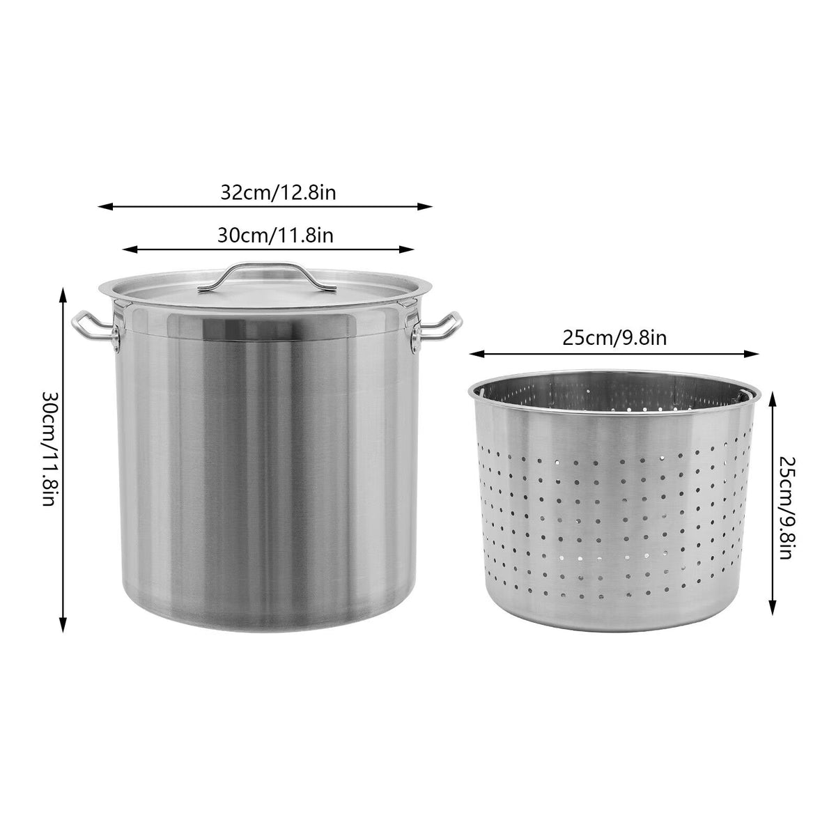 33/52 Quart Stock Pot Stainless Steel Large Kitchen Soup Big Cooking Restaurant for Hotels, Restaurants, Homes