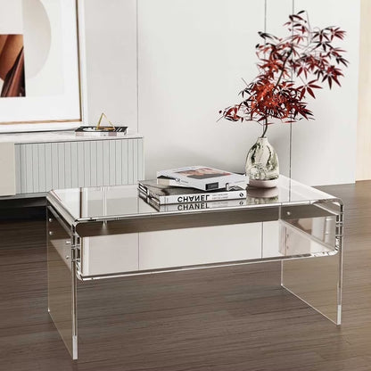 Ageszoe Coffee Table with Storage Shelf ,Acrylic Modern Clear End Table,Kid's Table for Livingroom, 32"L x 16"W x 16"H"